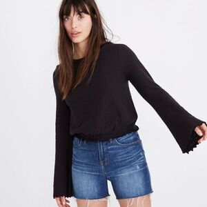Madewell Texture & Thread Smocked Bell-Sleeve Top